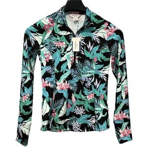 Tommy Bahama Golf Quarter Zip Tropical Pullover Womens XS Long Sleeve UPF 50 NWT